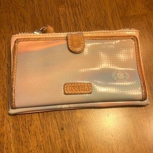 Consuela slim wallet, gently used, 12 spaces for cards, clear ID holder.